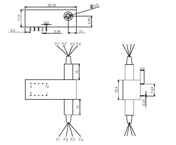 Dimmension of Mechanical Switch 1X2 